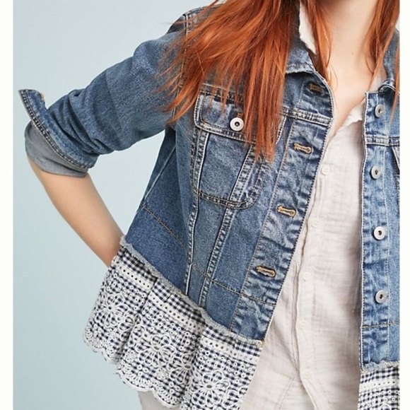 Anthropologie Jackets & Blazers - Anthropologie Pilcro eyelet denim jacket